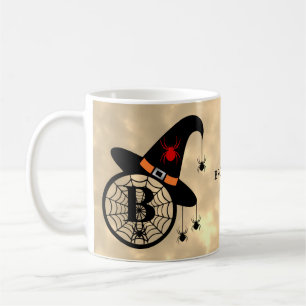 Monogramm B Halloween Himmel Hexe Spinnen Name Kaffeetasse