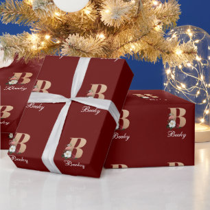 Monogramm B, hübsche Blumenschablone Geschenkpapier