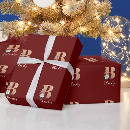 Monogramm B, hübsche Blumenschablone Geschenkpapier (Feiertage)