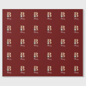 Monogramm B, hübsche Blumenschablone Geschenkpapier (Flach)