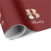 Monogramm B, hübsche Blumenschablone Geschenkpapier (Rolleneckpunkt)