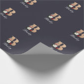 Monogramm B, hübsches Blumendesign, Geschenkpapier (Ecke)