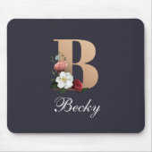Monogramm B, hübsches Blumendesign, Mousepad (Vorne)