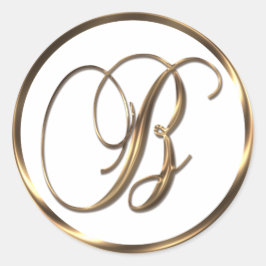 Monogramm-B-Imitate Bronze Runder Aufkleber