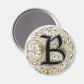 Monogramm "B" in Gold - Magnet (Vorderseite/Rückseite)