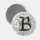 Monogramm "B" in Grau - Magnet (Vorderseite/Rückseite)