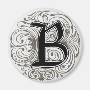 Monogramm "B" in Grau - Magnet