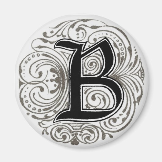 Monogramm "B" in Grau - Magnet (Vorne)