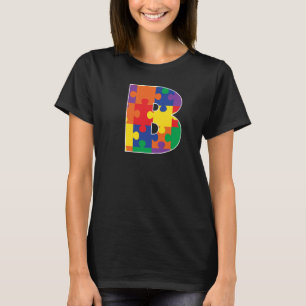 Monogramm B in mehrfarbigen Puzzleteilen T-Shirt