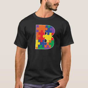 Monogramm B in mehrfarbigen Puzzleteilen T-Shirt