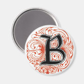 Monogramm "B" in Rot - Magnet (Vorderseite/Rückseite)