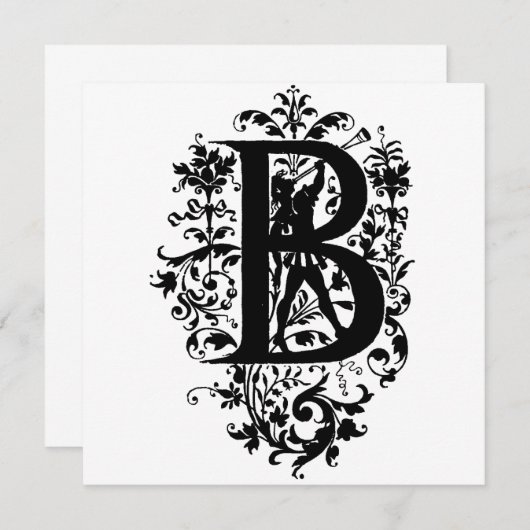Monogramm B Initial Black and White Floral Pattern (Vorne/Hinten)