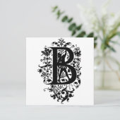 Monogramm B Initial Black and White Floral Pattern (Stehend Vorderseite)