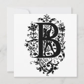 Monogramm B Initial Black and White Floral Pattern (Vorderseite)