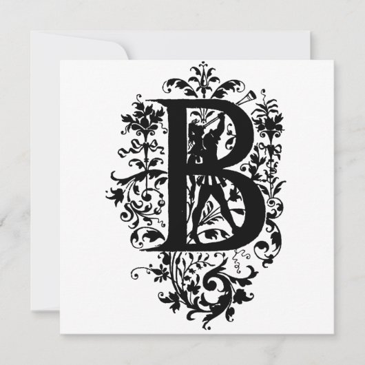 Monogramm B Initial Black and White Floral Pattern (Vorderseite)