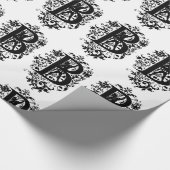 Monogramm B Initial Black and White Floral Pattern Geschenkpapier (Ecke)