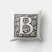 Monogramm B Initial Black and White Floral Pattern Kissen (Rückseite)