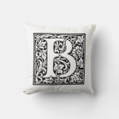 Monogramm B Initial Black and White Floral Pattern Kissen (Vorderseite)