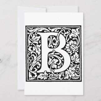 Monogramm B Initial Schwarz-Weiß-Blumenmuster Feiertagskarte