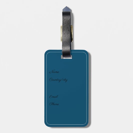 Monogramm B Kobalt Aquarell Blume Gepäckstück Gepäckanhänger (Rückseite vertikal)