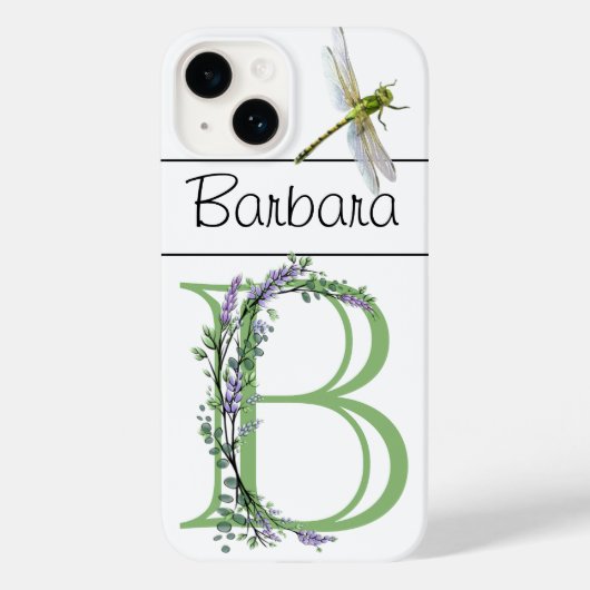 Monogramm B, Lavendel Eukalyptus, Libelle Case-Mate iPhone Hülle (Rückseite)