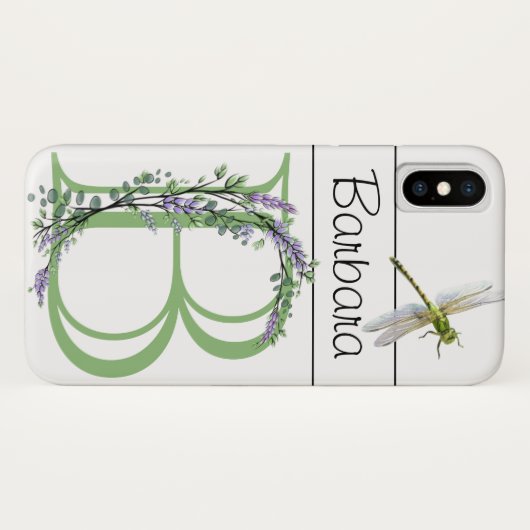 Monogramm B-Lavendel Eukalyptus mit Dragonfly Case-Mate iPhone Hülle (Rückseite (Horizontal))
