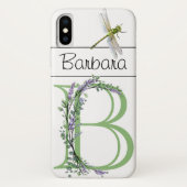 Monogramm B-Lavendel Eukalyptus mit Dragonfly Case-Mate iPhone Hülle (Rückseite)