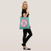 Monogramm B Letter mit Peony Blume Image Toag Tasche (Am Model)