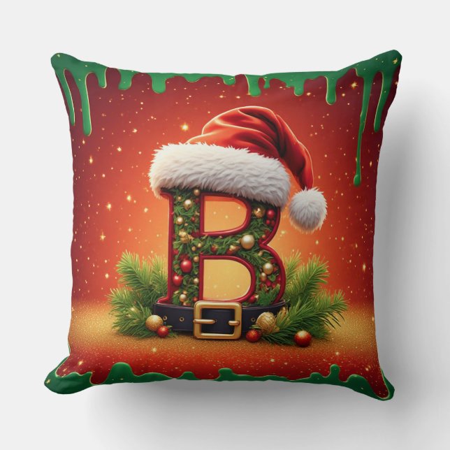 Monogramm B mit Weihnachts-Charm 🎅 Kissen (Vorderseite)