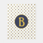 Monogramm B mit weißem und goldenem Punktgitter Fleecedecke (Vorderseite)