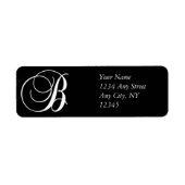 Monogramm-B-Rücksendeadressen-Aufkleber Schwarz-we (Vorne)