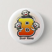 Monogramm B Sock Monkey Button (Vorderseite)