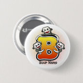 Monogramm B Sock Monkey Button (Vorne & Hinten)
