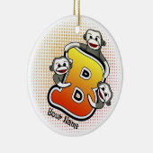 Monogramm B Sock Monkey Keramik Ornament (Rechts)