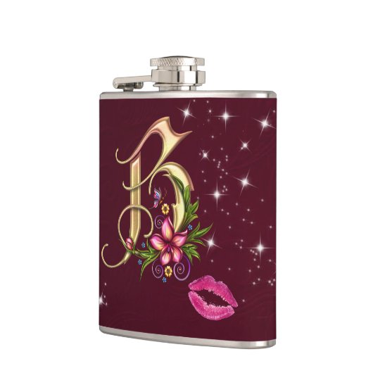 Monogramm B ummantelter Kolben, 6 oz. Flachmann (Links)