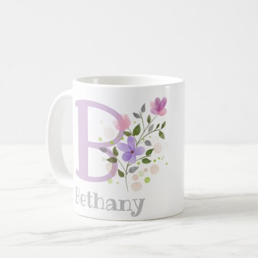 Monogramm B und Christlicher Name Bethany Kaffeetasse (Vorderseite Links)