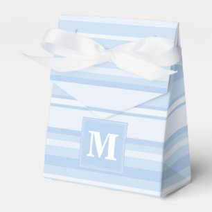 Monogramm babyblaue Streifen Geschenkschachtel