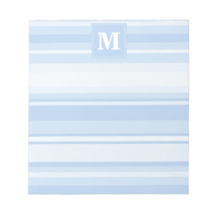 Monogramm babyblaue Streifen Notizblock