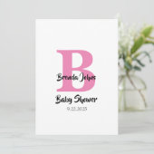 Monogramm Babydusche Rosa Niedlich einfach Einladung (Stehend Vorderseite)