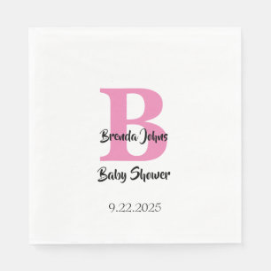 Monogramm Babydusche Rosa Niedliche Elegant Serviette