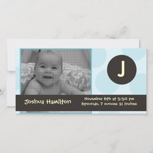 Monogramm-Babyfotokarte Ankündigung (Vorderseite)