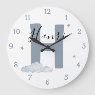 Monogramm-Babynamen-Anfangsbuchstabe-Wanduhr für d Große Wanduhr