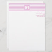 Monogramm-Babypinstreifen Briefbogen (Vorne/Hinten)