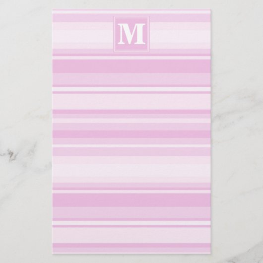 Monogramm-Babypinstreifen Briefpapier (Vorderseite)