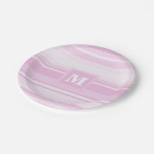 Monogramm-Babypinstreifen Pappteller (Schrägansicht)