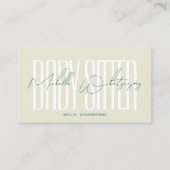 Monogramm BABYSITTER moderne Schrift Visitenkarte (Vorderseite)