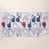 Monogramm-Badetuch des niedlichen Fisch-Musters Strandtuch (Vorderseite)