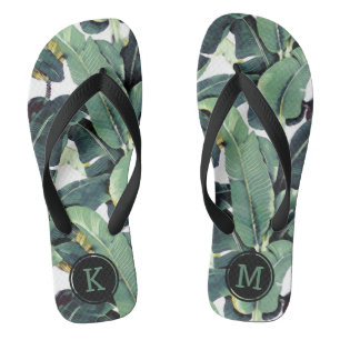 Monogramm-Bananen-Blätter-Palme drehen Reinfälle Badesandalen