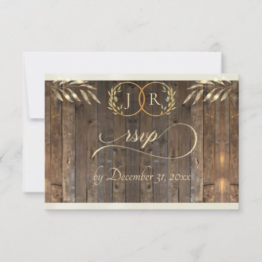 Monogramm & Band - Creme RSVP Karte (Vorderseite)