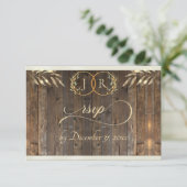 Monogramm & Band - Creme RSVP Karte (Stehend Vorderseite)